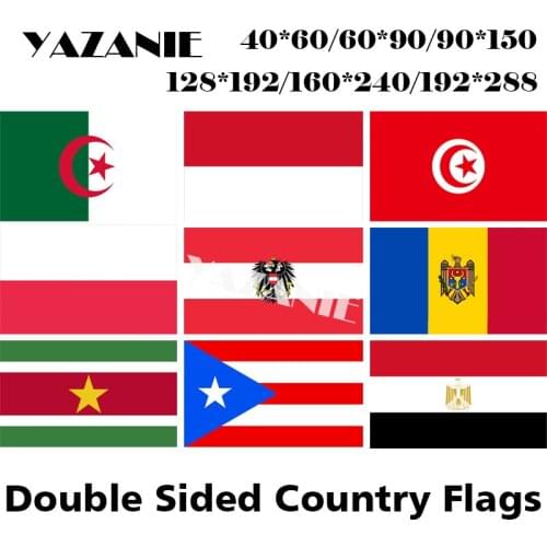 YAZANIE Double Sided Algeria Indonesia Tunisia Poland Austria Moldova Suriname Puerto Rico Egypt Printed Flags and Banners