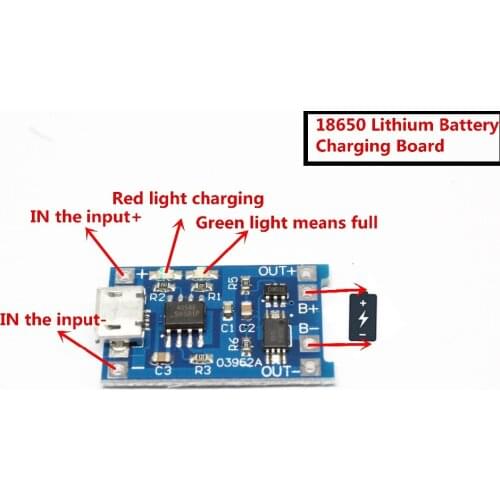 5V 1A Micro USB 18650 Lithium Battery Charging Board Charger Module+Protection Dual Functions TP4056