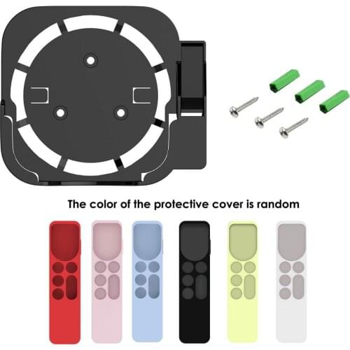 For Apple TV Remote Control ABS Wall Mount Brackets Stand With Silicone Remote Control Protection Case Cover For Apple TV 6th 4k
