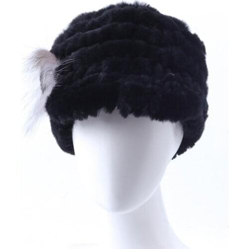 Women Visor of Real Rex Rabbit Fur Womens Baseball Cap Fashonable Hat S03