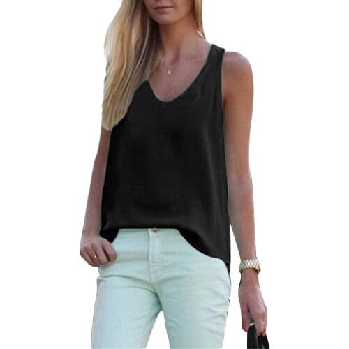 Women 2019 New Summer Casual Tank Tops Sleeveless Chiffon Loose Vest Top Blouse Tee Shirt Hot Selling