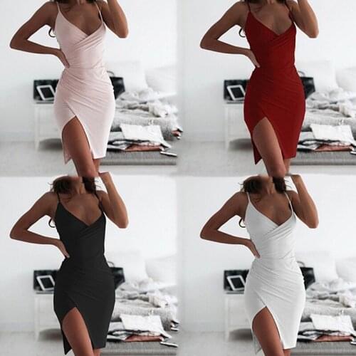 Women Deep V Neck Club Sexy Bodycon Dress Women Ruched Backless Cross Red Black Party Bandage Mini Summer Dress Vestidos