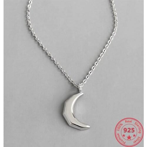Pure 925 Silver Crescent Moon Friendship Pendants 2019 Womens Necklace Bohemian Jewelry