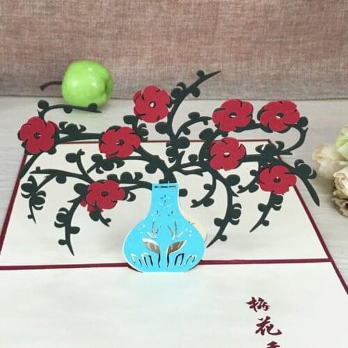 1pcs Plum Blossom Pop Up DIY 3D Greeting Card With Envelope Post Card Handmade Christmas Thanksgiving Birthday Souvenirs Gift