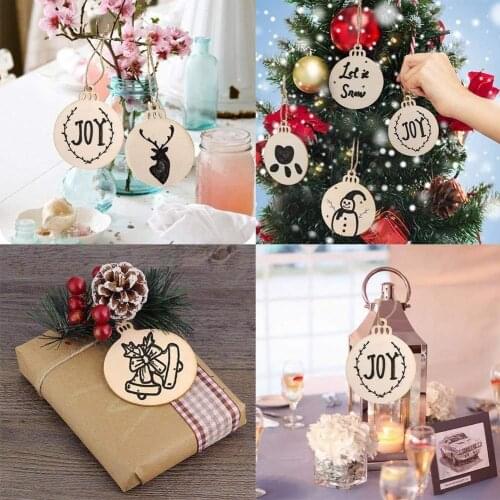 10pcs Christmas tree accessories hand-creative DIY wood crafts Christmas Day pendants American home decoration props