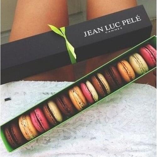 100pcs 32*5.2*5.2CM Black and Green macaron box Bakery Box for Biscuits Cookie mooncake macaron packing boxes WA2061