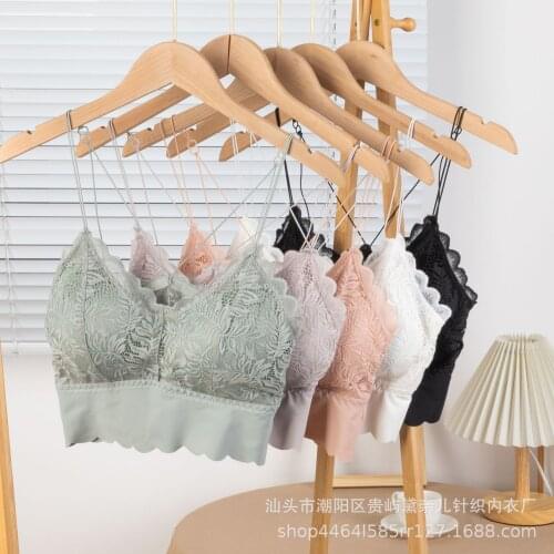 2021 Womens Cotton Bra Tube Tops Sexy Lace Top Fashion Push Up Comfort Underwear Female Suspender Tank Up Sexy Lingerie