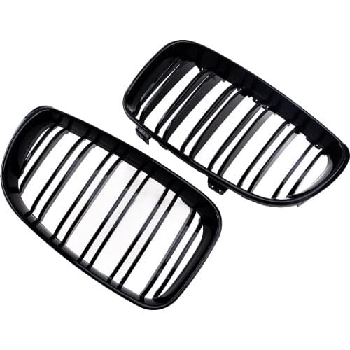 51137166440 2pcs Dual Double Slat Kidney Grille Grill fit for BMW 1 Series E81 3-door E82 Coupe E87 5-door Facelift E88 Cabrio