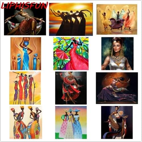 5D Diy Diamond Painting African Women Dancing Abstract Embroidery Full Drill Square Round Resin Rhinestones Home Decor