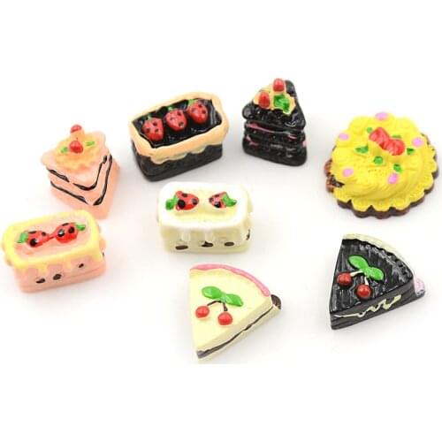 8 pieces assorted flavored chocolate strawberry cherry pie miniature Cake for dollhouse kitchen toys