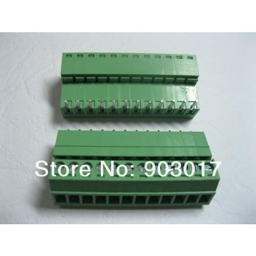 80 Pcs Per Lot Screw Terminal Block Connector 3.5mm Angle 12 pin Green Pluggable Type 15EDCK-15EDCR-3.5 High Quality HOT Sale