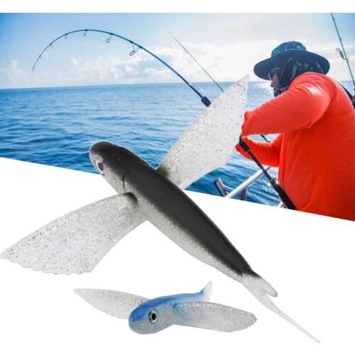 Bionic Flying Fish Sea Fish Soft Tuna Lure Saltwater Realistic Fishing Lure Kingfish/Tuna/Mackerel/Marlin/Mahi Offshore Trolling