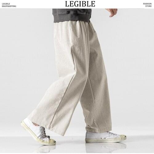 Casual Men Straight Pants Men chinese style Loose Men Pants Wide Leg Pants Male Trousers Men Clothing