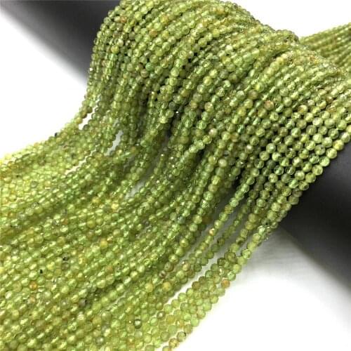 Small Beads Peridots Beads Tiny Faceted 2 3MM Natural Stone Loose Beads For Jewelry Making Bracelet Necklace DIY (38CM)