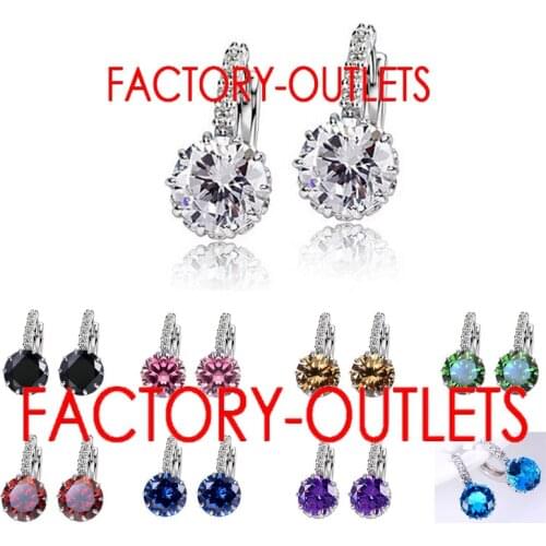 Fast Shipping Luxury Colorful Genuine 925 Sterling Silver Jewelry AAA Cubic Zirconia Hoop Earrings For Women Factory Price