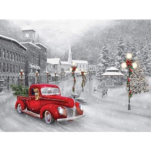 Christmas red car 5D diy diamond painting square round embroidery Snow scene Cross Stitch kits rhinestone mosaic home Decor