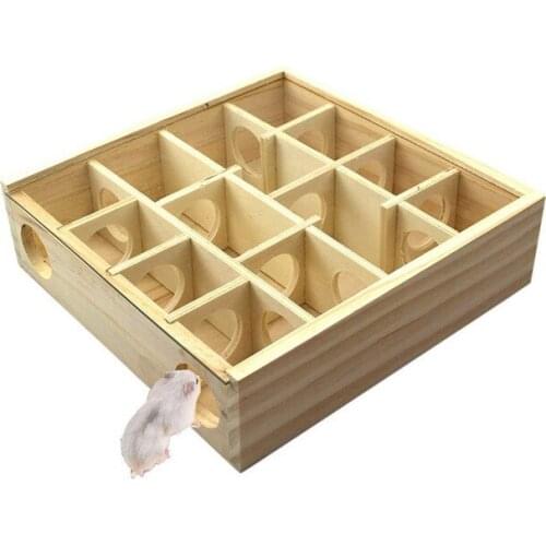 Wooden Maze Tunnel Toy With Cover Small Pet Animals Activity Sport Gerbil Labyrinth Dwarf Hamster Play Toys Maze Tunnel Mice