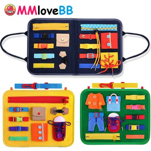 Kids Busy Board Buckle 1-5 years old Zip Button Lace Up Tool Toy Montessori Early Education Dress Aids Preschool Toys for Kids