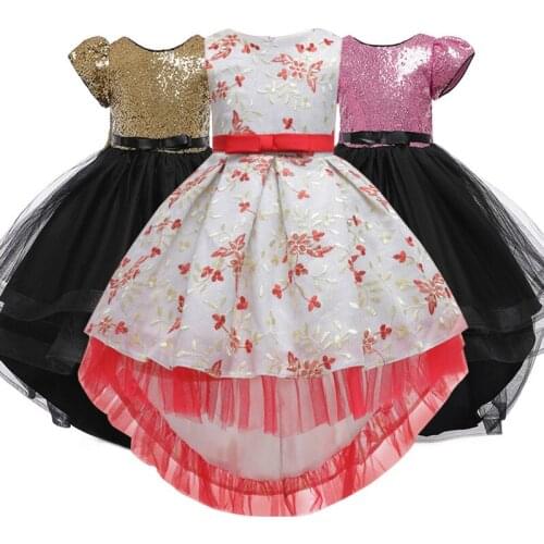 Kids Dresses For Girls Flower Embroidery Training Tutu Kids Clothing Elegent Girls Dresses for Children Princess Party Custumes