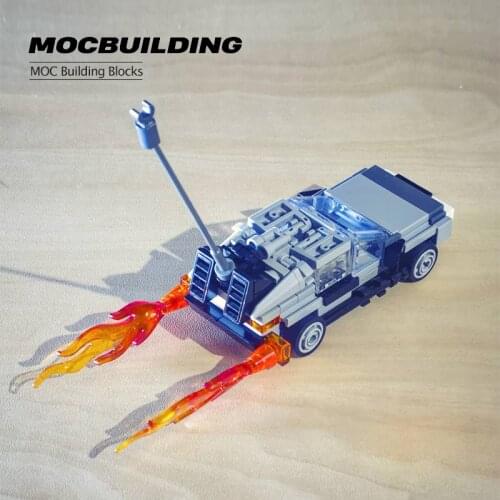 Childrens gift toy MOC car model small particle building block Mini DeLorean time machine