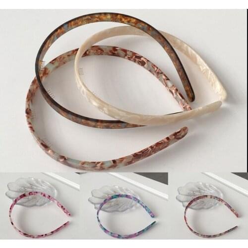 Women Cellulose Acetate Skinny Thin Headband with Non-Slip Teeth Vintage Leopard Tortoise Shell Hair Hoop Simple Flexible Stylin