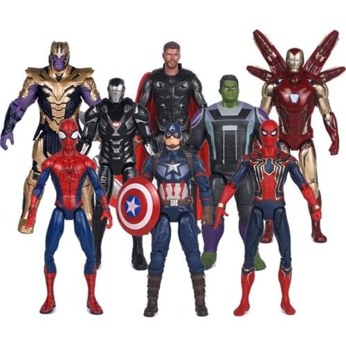 Hasbro Avengers Super Hero Iron Man Spider Man Thor Captain America Thanos Figurine Toys PVC Movable Joint Action Figure Gift