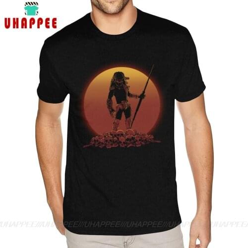 Workout Predator Alien Hunter On Sunset Tee Shirts Mens Design Your Own Short Sleeve Pure Cotton Black Crew Tees Shirt