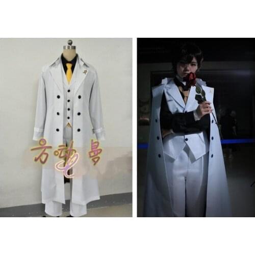 Bungo Stray Dogs: DEAD APPLE Dazai Osamu Cosplay Costume Men White Trench Pants Suit Literary Stray Dogs Halloween Costume
