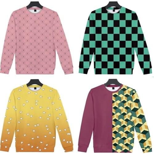 Anime Demon Slayer Cosplay Costomes Kimetsu No Yaiba Costume Kamado Tanjirou Hoodies Men Women Pullover Crewneck Sweater