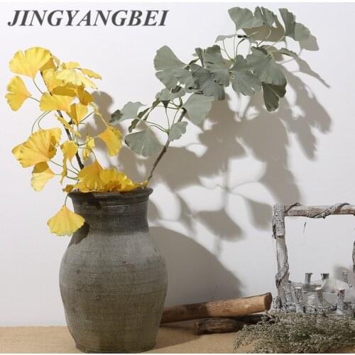 INS Ginkgo Biloba Leaf Branch Artificial Plant Leaves Home Wedding Party Decoration Fake Silk Flores Holding Flower Wall Flowers