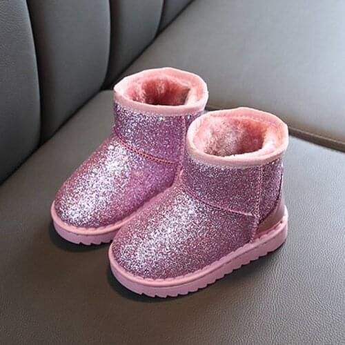 Fashion Baby Boys Girls Kids Snow Boots Flat Anti-Slippery Bling Quality For Kids Snow Boots Thicken Plush New Winter 2021 Hot