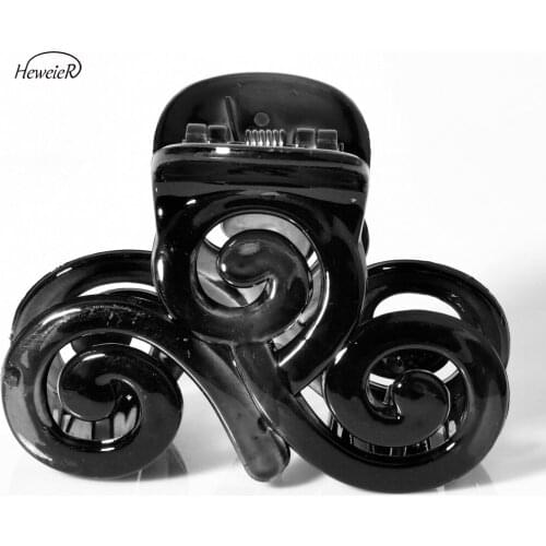 Fashion Girls Women Lady Accessories Black Plastic Clip Hair Grip Clamp Claws Pins Holder Headwear Headdress Hairpiece 75x50mm