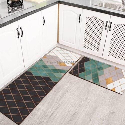 Fashionable Modern Geometric Diamond Gradient Stitching Kitchen Mat Combination Entry Mat Bedroom Non-slip Bedside Blanket