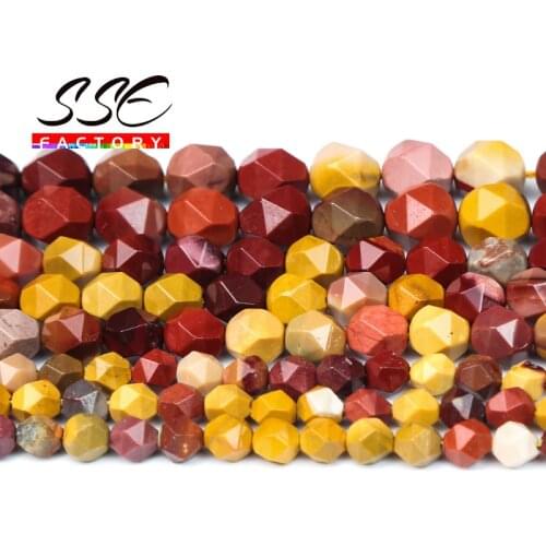 Faceted Natural Stone Mookaite Mookite Jaspers Beads Mookaite Egg Yolk Loose Beads For Jewelry Making 6mm 8mm 10mm 15" Wholesale