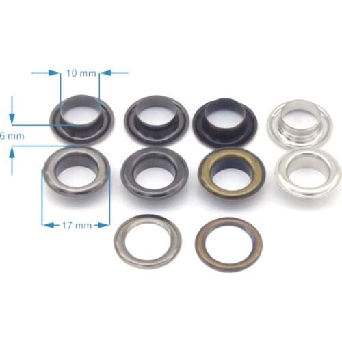 Wholesale 100sets/lot No Sew metal brass eyelets with washer 17mm*10mm round metal grommets 7color 24