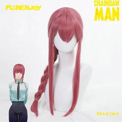 Monenjoy Chainsaw Man Makima Cosplay Wig Anime Red Cos Hair