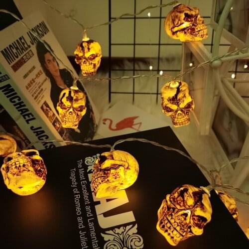 10/20 LED Skull String Lights Twinkle Battery USB Powered Indoor Fairy Garland For Bedroom Holiday Halloween Party Decoration