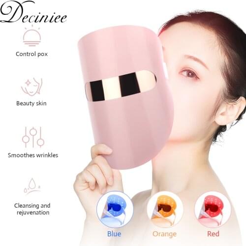 LED Face Mask Light Therapy 3 Colors Light Therapy Facial Photon Beauty Device for Face Rejuvenation Wrinkles Reduce Anti-Aging