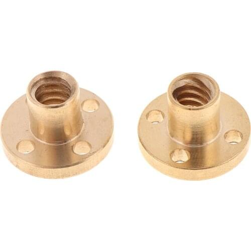 T8 Trapezoidal Nuts 8mm Part Copper Screws For Stepper Motor Lead Screw Diameter 10mm Pitch 2mm Brass 3D Printers Parts Guide