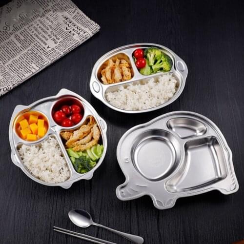 304 Stainless Steel Plate Kindergarten Dining Room Child Cutlery Cartoon Baby Tablets Compartment Plate
