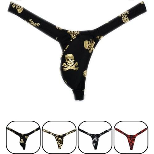 2019 underwear Mens sexy mens panties fish scale design faux leather thong and g-string Underwear bikini thong jockstrap gay
