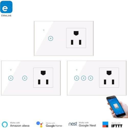 EWelink Smart Wall Socket Switch 2 In 1 US Plug WiFi Wireless Control Wall Outlet 220V Compatible with Alexa IFTTT Google Home