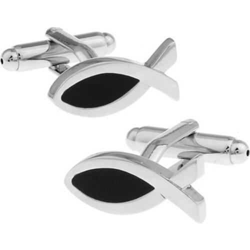 High quality mens wedding Cufflinks Silvery Black Fish Cufflinks 5 pairs of packaging for sale