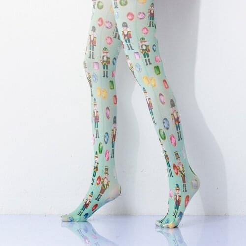 Cartoon Figure Gemstone Pattern Printed Women Pantyhose Free Shipping