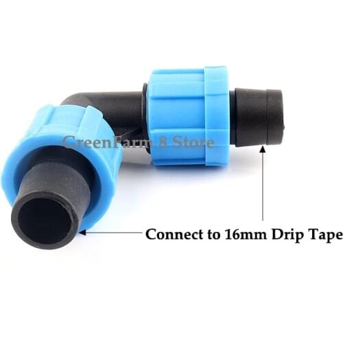 2~50pcs 16mm Drip Tape 90 Degree Elbow Connector Micro Irrigation Drip Tape Greenhouse Watering Hose Fittings 2 ways Joints