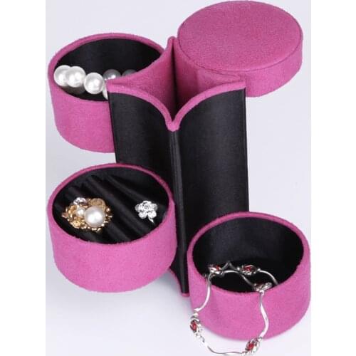 3 Layer Earring Ring Organizer Jewelry Box 360° Rotating Storage Round Choker Holder Case Portable Storage Organizer Travel Case