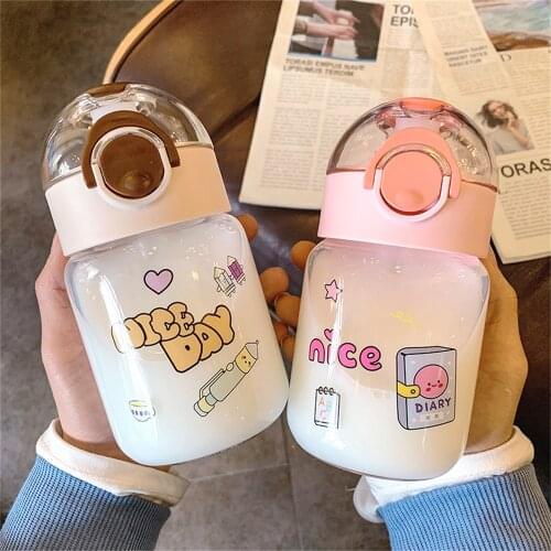 380ml Glass Water Drinking Bottle Durable Water Bottle For Girls Mini Portable Cute School Office Travel Mug Coffee Tea Cup