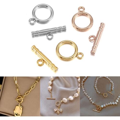 6 Sets Gold Color Stainless Steel Fastener Bracelet Toggle Clasp Buckle Connector For Jewelry Making OT Clasps Diy Accessorie