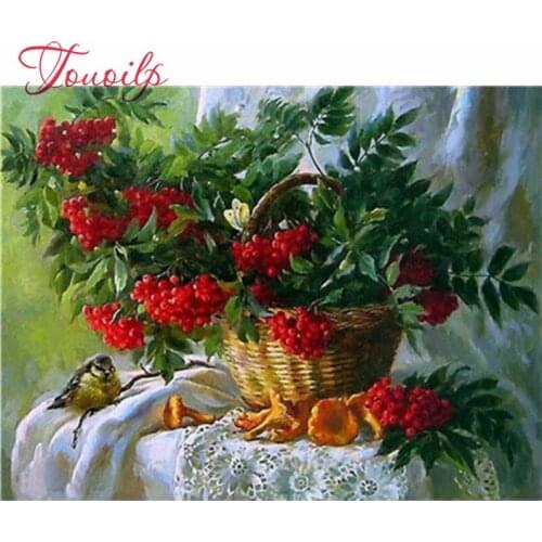 Touoilp diamond embroidery stitch square&round diamond decorative 5d diy Plant flowers diamond painting mountain