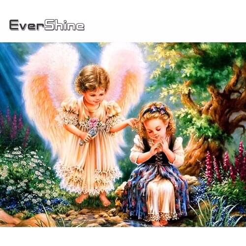 Evershine 5D Diamond Painting Full Drill Square Angles Diamond Embroidery Sale Portrait Rhinestones Pictures Diamond Mosaic Girl